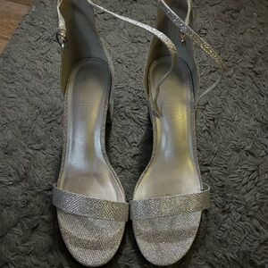 silver glitter heels